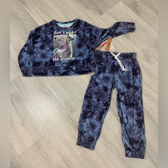 Justice Girl’s Panama’s Size XS 5/6 blue tie dye style fleece - Picture 3 of 5